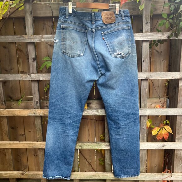 Vintage Levi’s Orange Tab 505 Jeans 36x30 Distressed Mid Wash Classic Fit - Picture 4 of 7